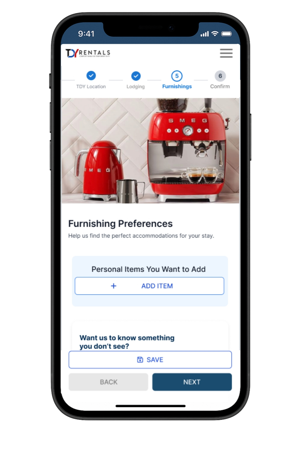 TDY Furnishing App Mockup